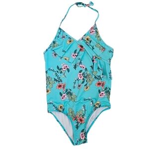 AS ROSE RICH Girls Swimsuit - One Piece Bathing 14, Multicolored Flowers